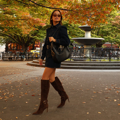KINZY BOOTS DK BROWN SUEDE