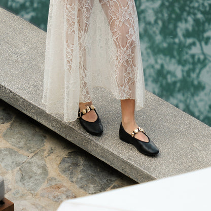 RELAN BALLET FLATS BLACK LEATHER