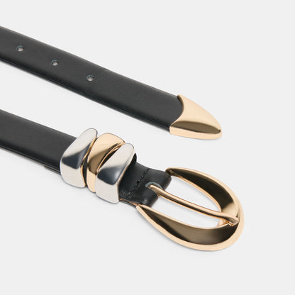 MIXED METAL BUCKLE BELT BLACK