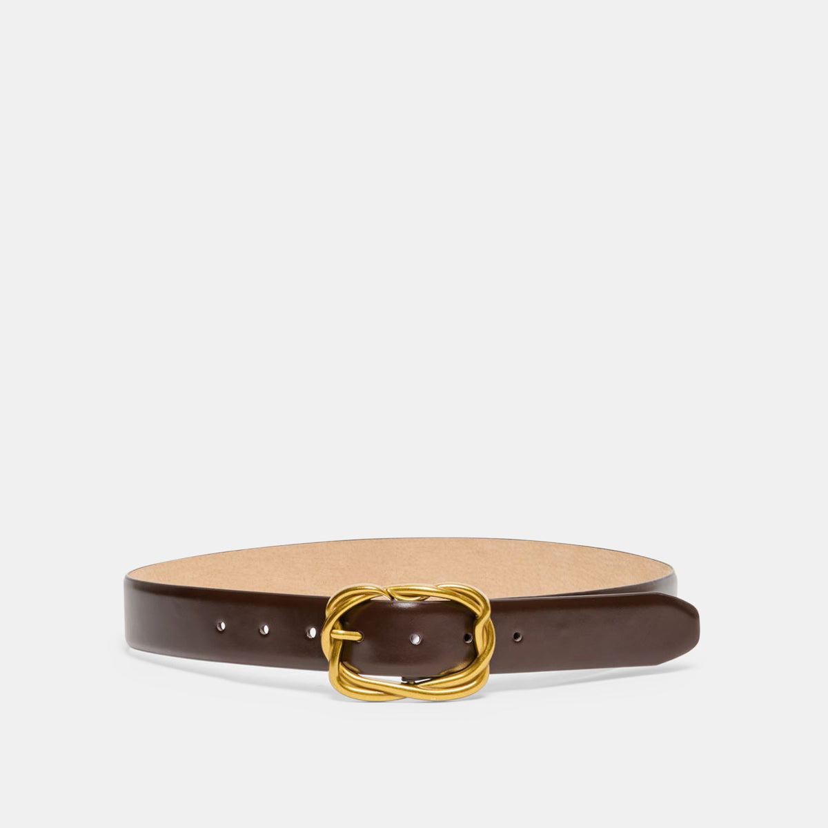 Braided Mahogany Gold Buckle Belt | Dolce Vita