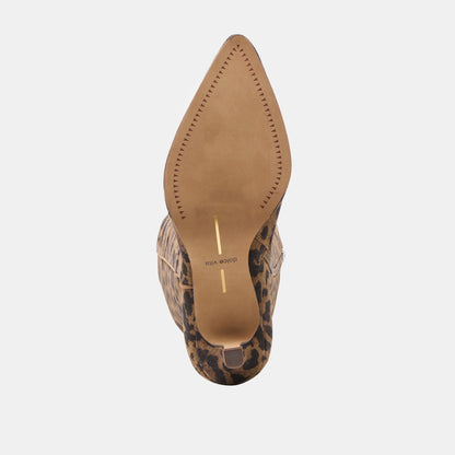 ALDY WIDE CALF BOOTS BROWN LEOPARD PRINTED SUEDE