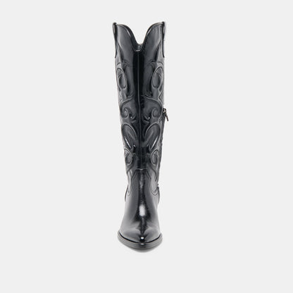 MIRLA EXTRA WIDE CALF BOOTS BLACK LEATHER