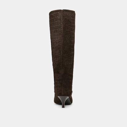 ROXLA BOOTS DK CHOCOLATE CROCO EMBOSSED LEATHER