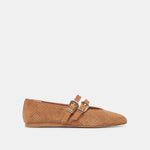 Baylee Pecan Perforated Suede Ballet Flats | Dolce Vita