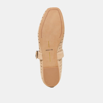 MIKEL BALLET FLATS CAMEL PERFORATED SUEDE
