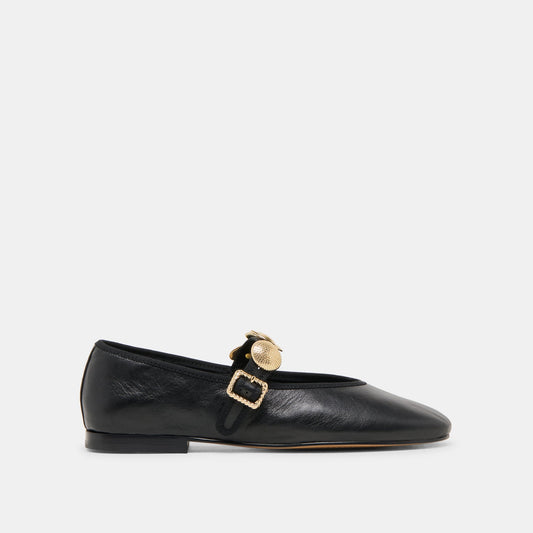 Relan Black Leather Ballet Flats | Dolce Vita
