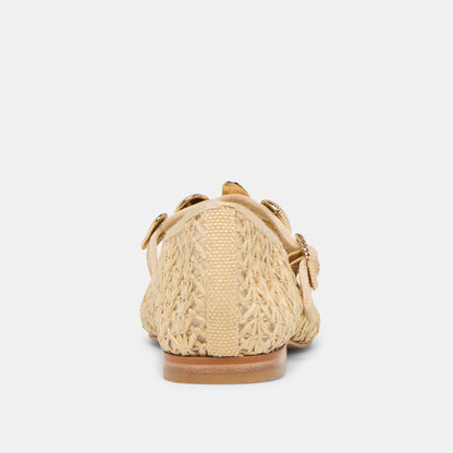 RELAN BALLET FLATS NATURAL CROSS HATCH RAFFIA