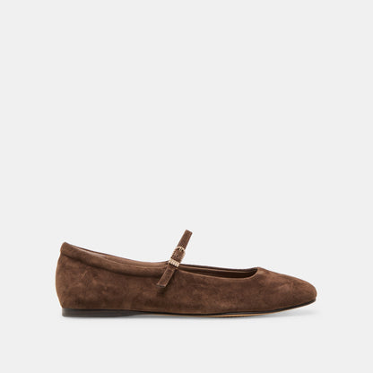 REYES Dk Brown Suede Mary-Jane Ballet Flats | Dolce Vita