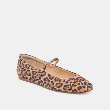 REYES BALLET FLATS DK LEOPARD SUEDE