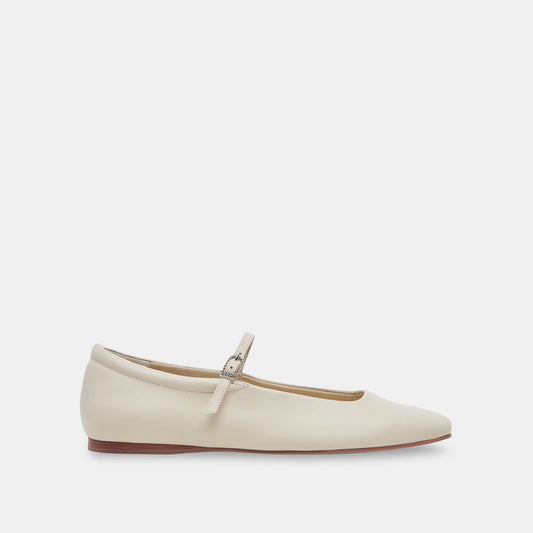 REYES Wide Width Ivory Leather Mary-Jane Ballet Flats | Dolce Vita