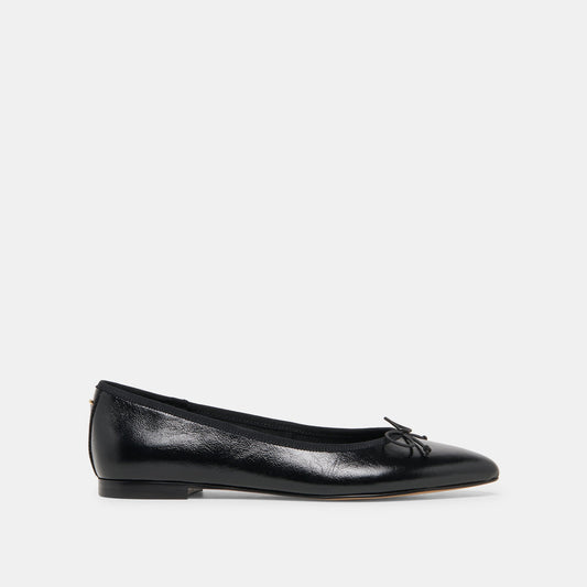 CELIO Black Leather Pointed Closed-Toe Ballet Flats | Dolce Vita