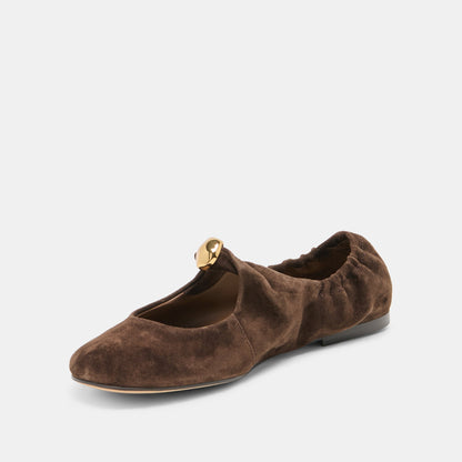 CORNEL FLATS DK BROWN SUEDE