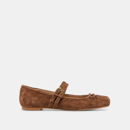 GIBSEN Cocoa Suede Mary-Jane Ballet Flats | Dolce Vita