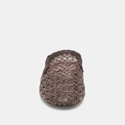 KIRT FLATS CHOCOLATE CROSS HATCH RAFFIA
