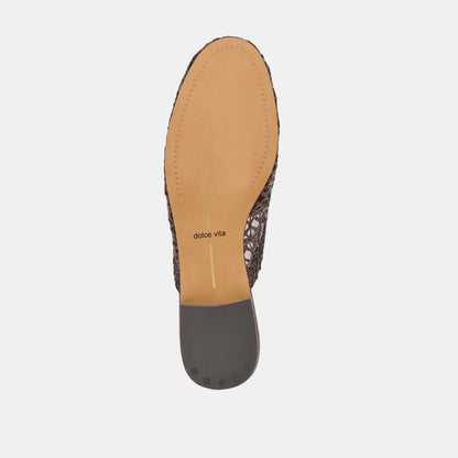 KIRT FLATS CHOCOLATE CROSS HATCH RAFFIA