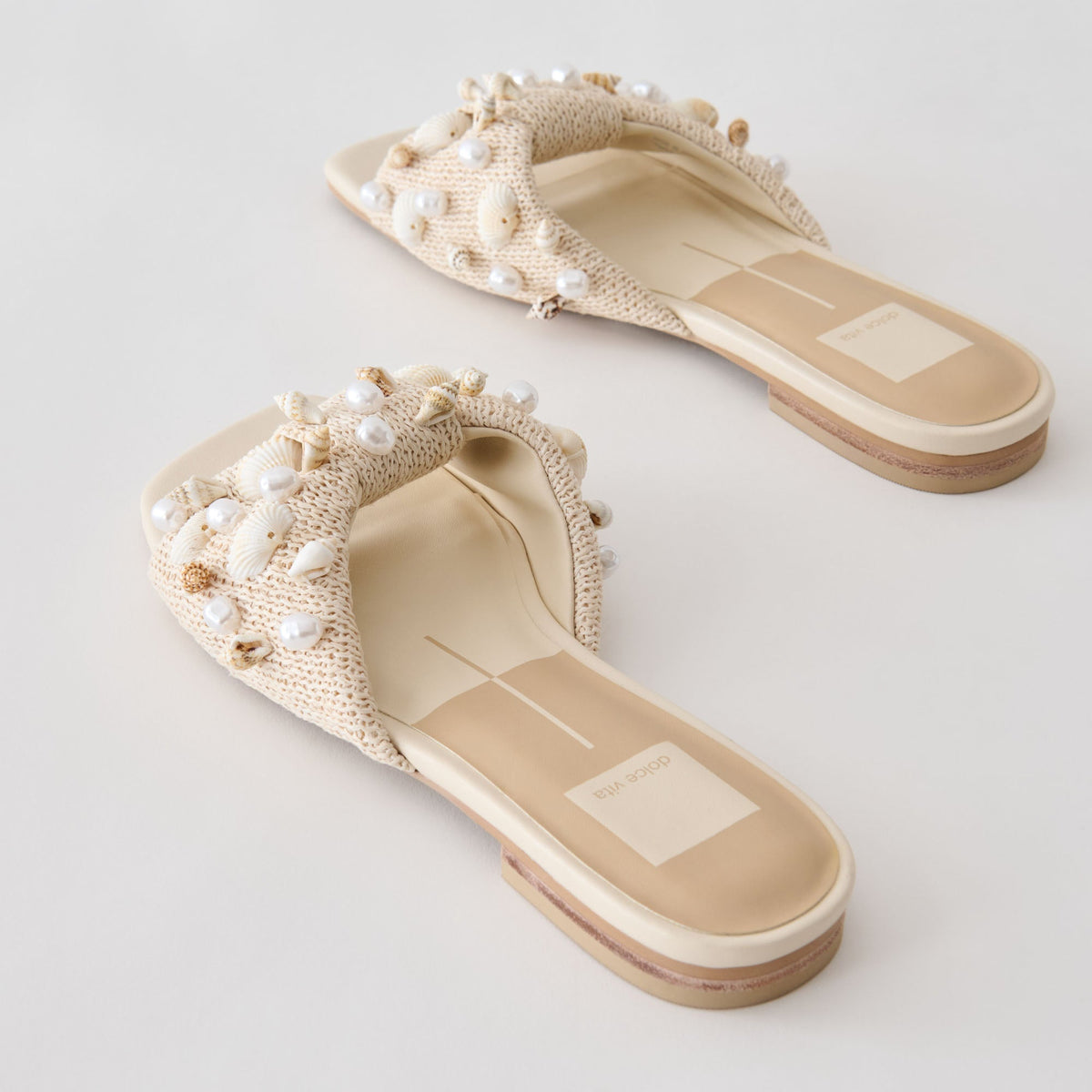 LIZZA SANDALS OATMEAL BEADED RAFFIA