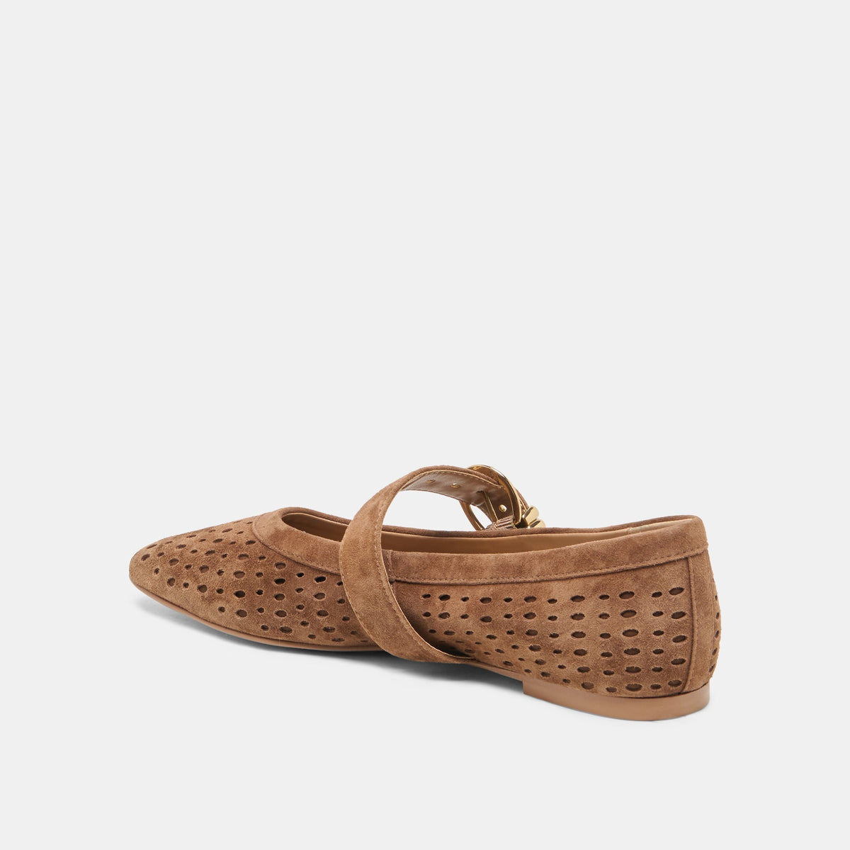 MIKELA BALLET FLATS COCOA PERFORATED SUEDE