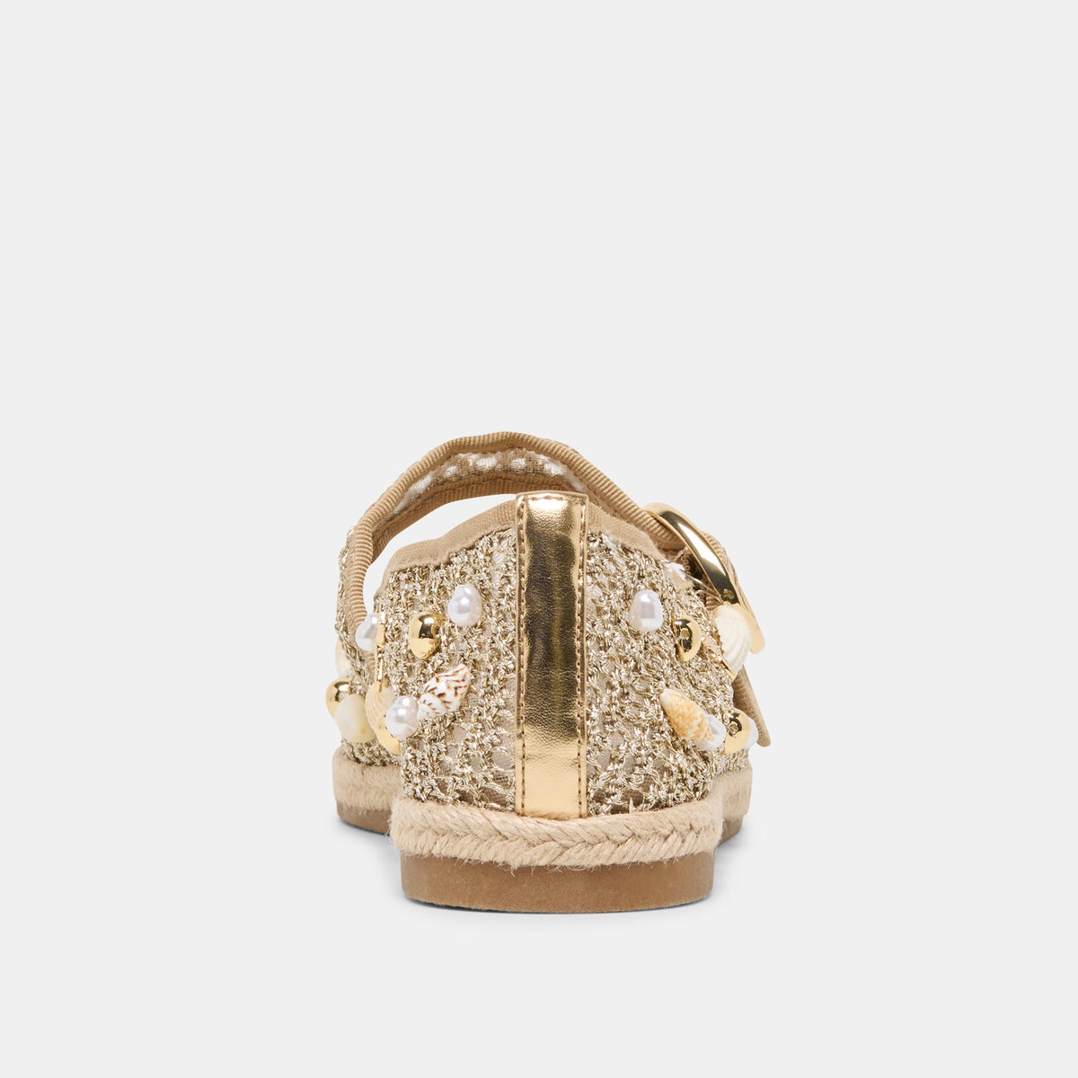 RALPH BALLET FLATS GOLD BEADED RAFFIA