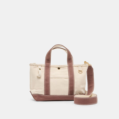 LUNEA Natural Chocolate Canvas Convertible Handbag Crossbody Bag | Dolce Vita