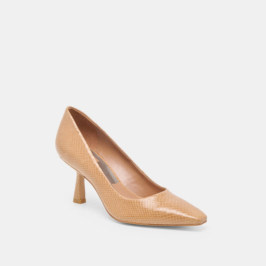 BRIONA HEELS WHISKEY EMBOSSED LEATHER