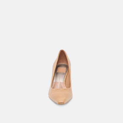 BRIONA HEELS WHISKEY EMBOSSED LEATHER