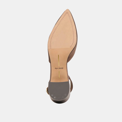 CAREL HEELS DK BROWN SATIN