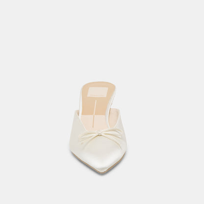CLEO HEELS OFF WHITE SATIN