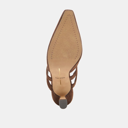 LINORE HEELS DK BROWN SUEDE