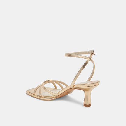 MANJI HEELS LIGHT GOLD METALLIC LEATHER