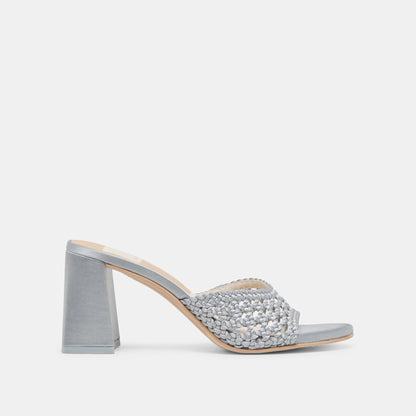 MARGOE HEELS LIGHT BLUE WOVEN SATIN