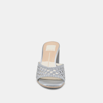 MARGOE HEELS LIGHT BLUE WOVEN SATIN