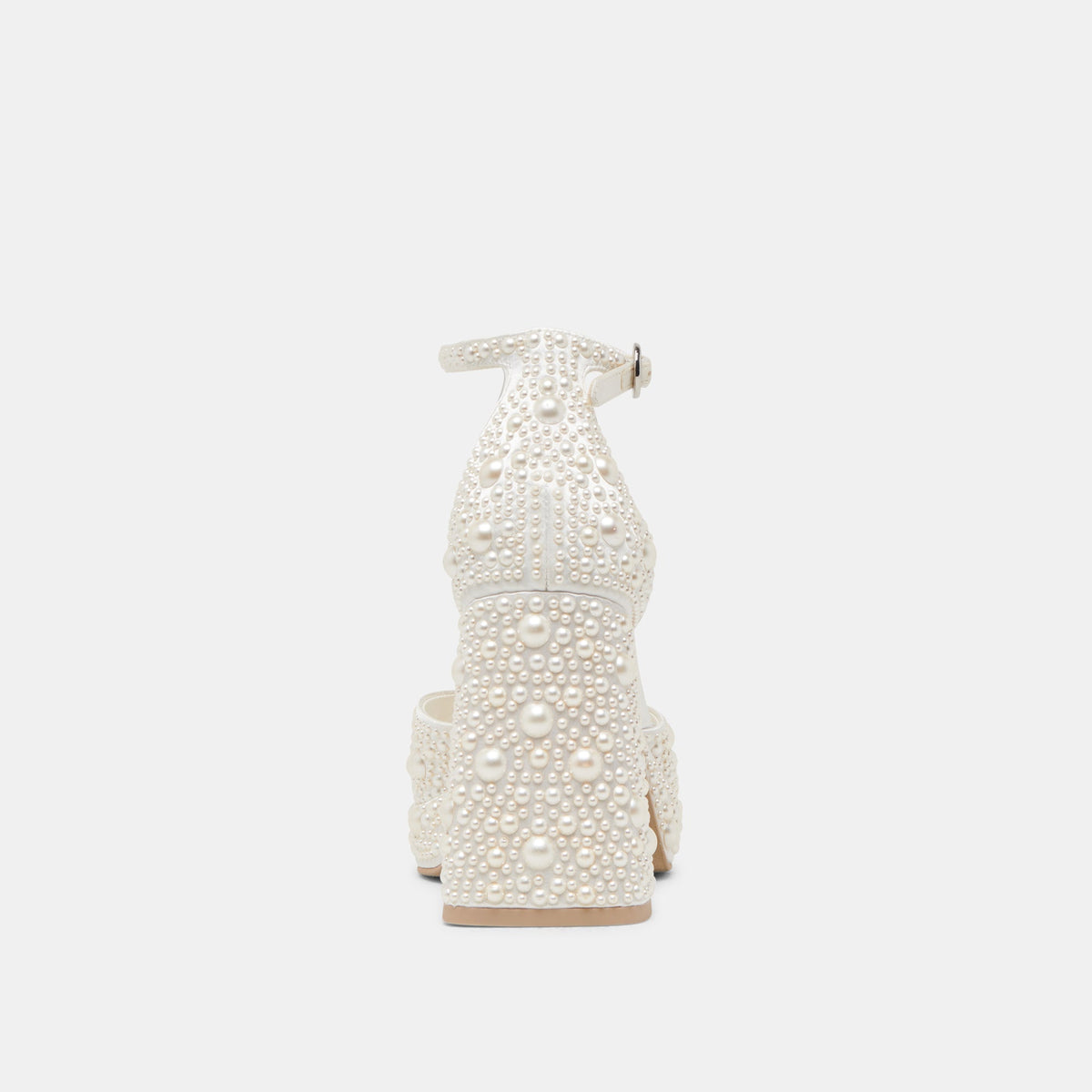 PANDRO PEARL WIDE HEELS TRUE WHITE SATIN