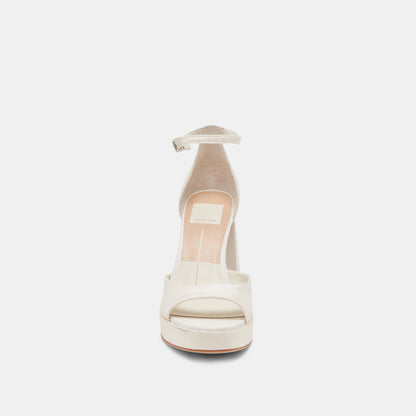 PANDRO WIDE HEELS WHITE SATIN