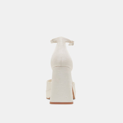 PANDRO WIDE HEELS WHITE SATIN