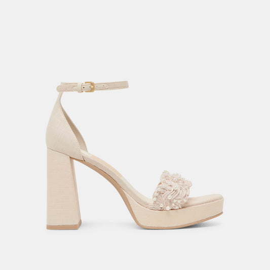 PELTIN PEARL HEELS VANILLA WOVEN RAFFIA