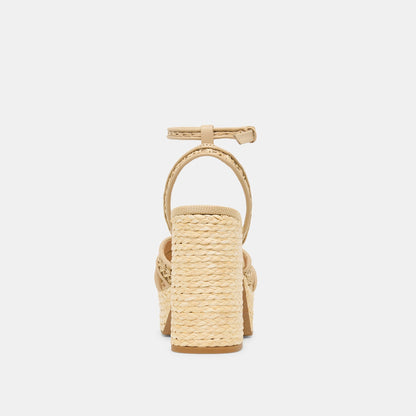 DANILA HEELS LT NATURAL CROSS HATCH RAFFIA