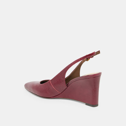 EVELAN WEDGES GARNET LEATHER