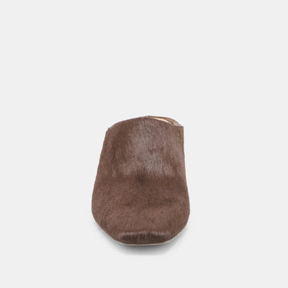 HILAH MULES CHESTNUT CALF HAIR