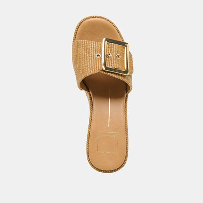 JILIAN WIDE WEDGES MOCHA RAFFIA