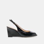 KOLA Noir Leather Peep-Toe Slingback Wedges | Dolce Vita