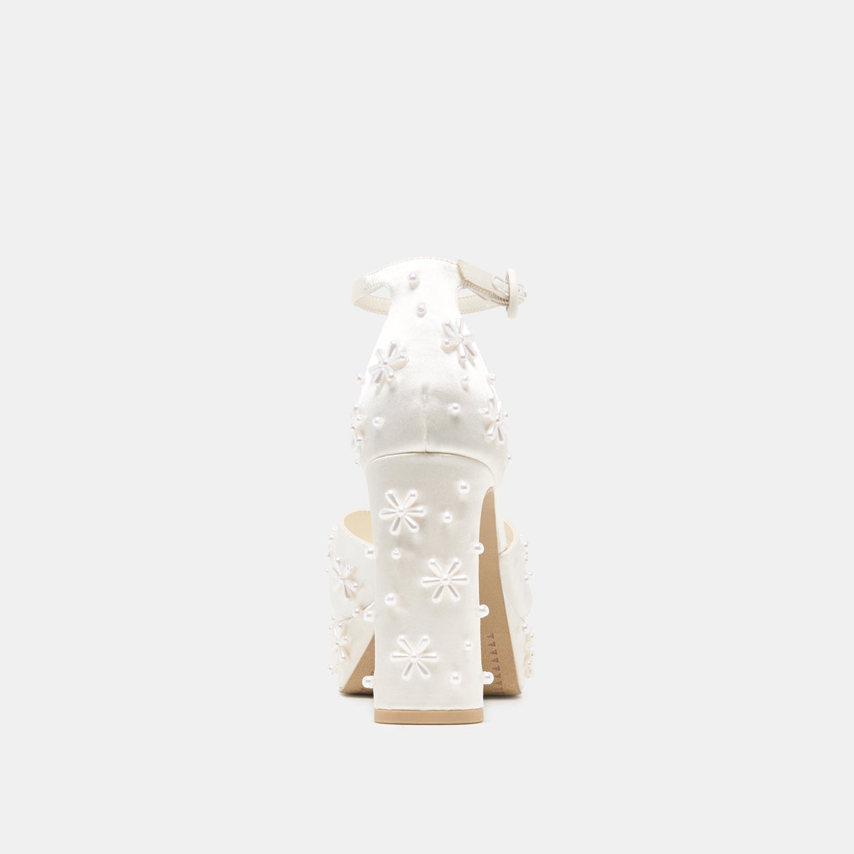 POPPY PEARL HEELS WHITE SATIN