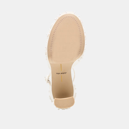 POPPY PEARL HEELS WHITE SATIN