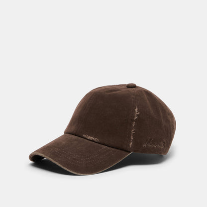 DISTRESSED BASEBALL CAP DARK BROWN