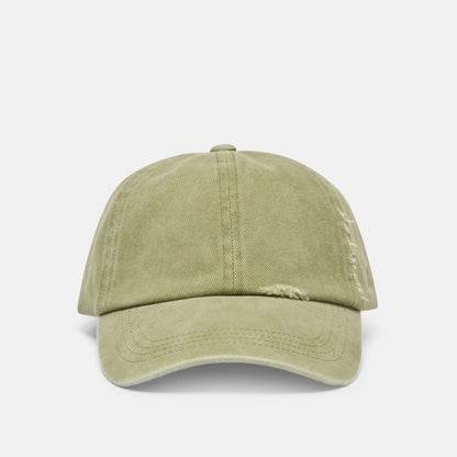 Distressed Olive Baseball Cap with Embroidery | Dolce Vita