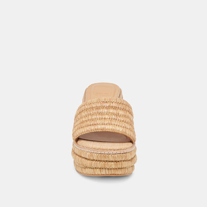 THRONE WIDE WEDGES LT NATURAL RAFFIA