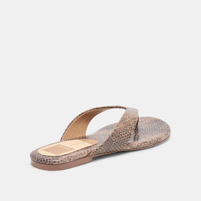 LINNET SANDALS SNAKE TAN EMBOSSED LEATHER