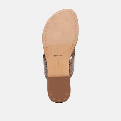 LINNET SANDALS SNAKE TAN EMBOSSED LEATHER