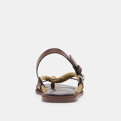 REED SANDALS DK BROWN LEATHER