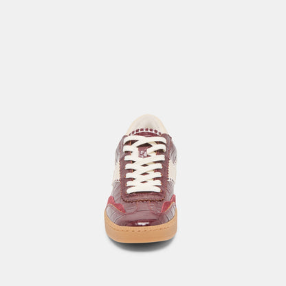 NOTICE STITCH SNEAKERS OXBLOOD CROCO EMBOSSED LEATHER