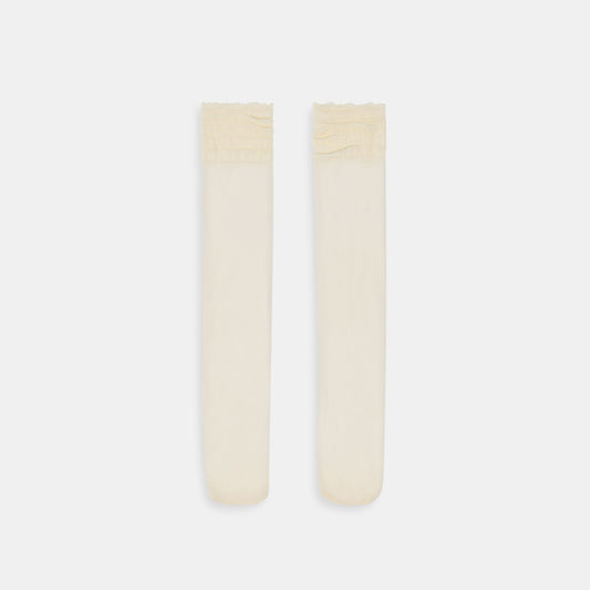 Ruffle Ivory Sheer Knee High Socks | Dolce Vita